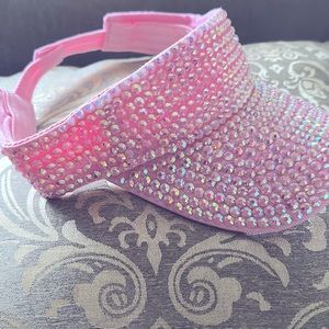Pink bling sun visor hat.